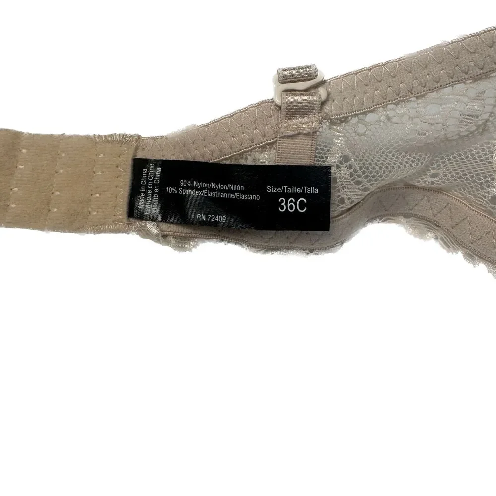 René Rofé Lingerie | Beige Lace Push Up Underwire Bra 36C Style B21865H3 - Picture 6 of 6
